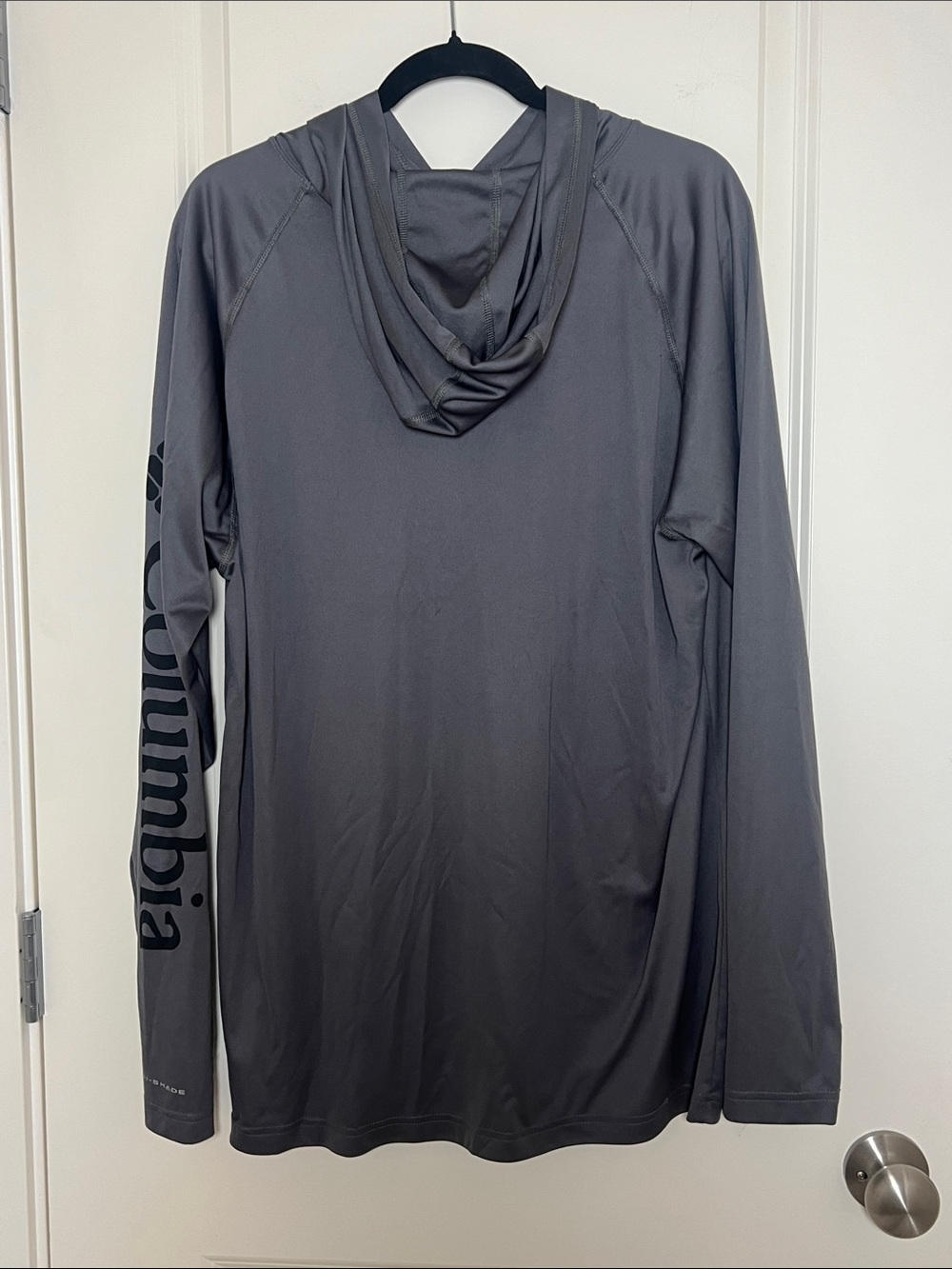 Columbia Men's Gray Crewneck Lightweight Hooded Sun Shirt PFG Long Sleeve Large - Picture 3 of 6